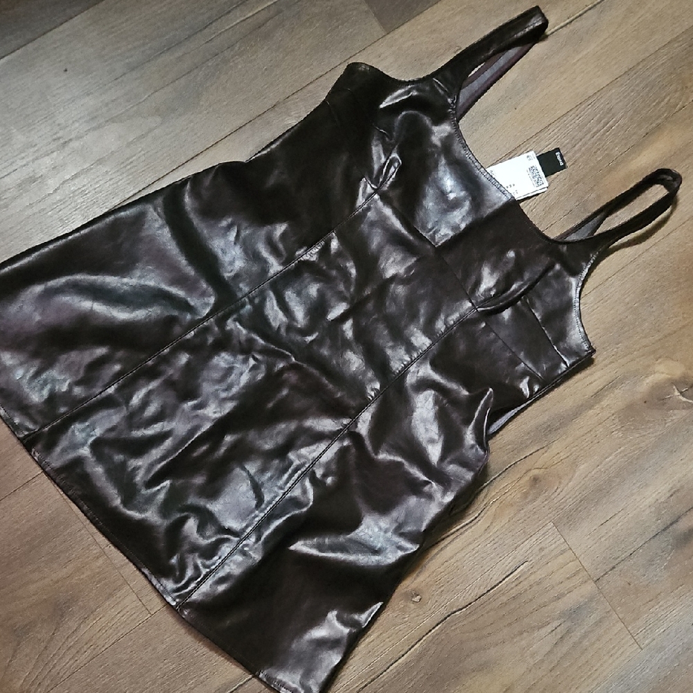 H&M Brown Faux Leather Dress